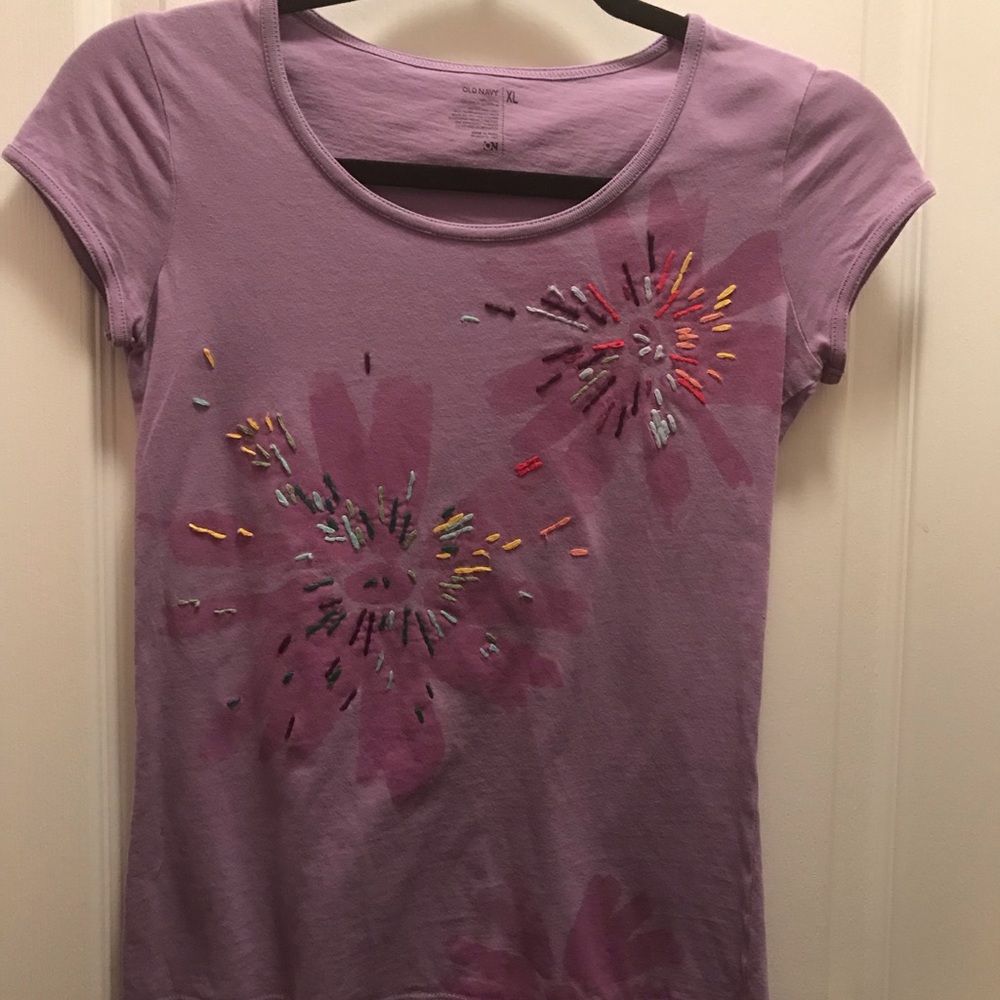 Old Navy Purple Flower Shirt.